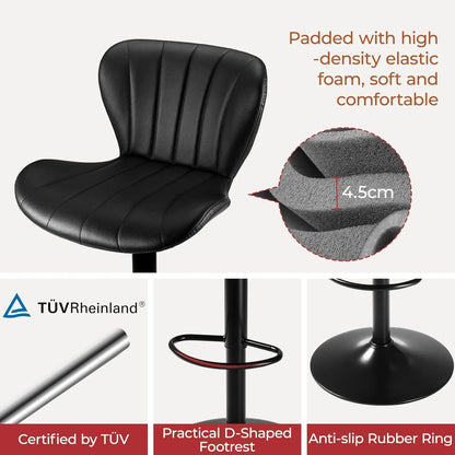 Barstoelen – Barkrukken – Barstoeltjes – Keukenkrukken – Zwarte Barstoel Set – Verstelbare Hoogte – 360° Draaibaar