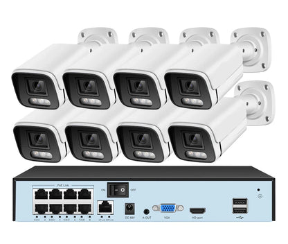 Beveiligingscamerasysteem - Camerabewaking - Beveiligingscamera - POE Camera Kit - 8CH NVR - Nachtzicht - Weerbestendig - AI Bewegingsdetectie - Binnen en Buiten - 8 Camera's - Ingebouwde HDD: 2T