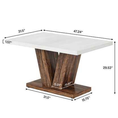 Eettafel – Tafel – Houten Tafel – Eettafel 4 Personen – Modern – Duurzaam Houten Tafelblad – Compact Formaat - 120 x 80 x 75.9 cm -  Wit