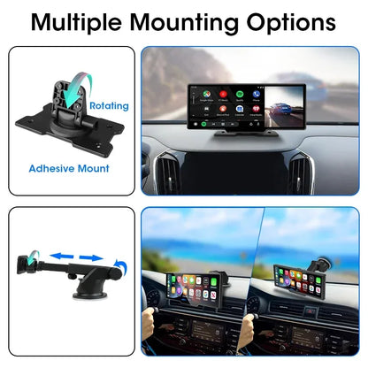 10.26” 4K Dual Dashcam Spiegel – Draadloze CarPlay & Android Auto – WiFi Achteruitrijcamera – Nachtvisie – Loop Recording – Zonder Geheugenkaart