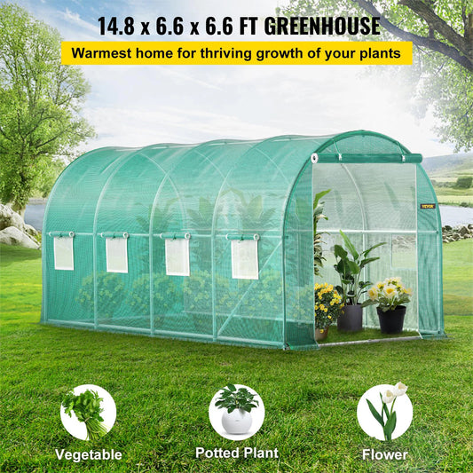Tuinkas - Broeikas - Tunnelkas met PE Waterdichte Hoes - 20x10x7 ft - Gegalvaniseerd Staal - Groen - Draagbaar - Kas - Serre - Kweekkas - Foliekas - Groentekas - Tomatenkas