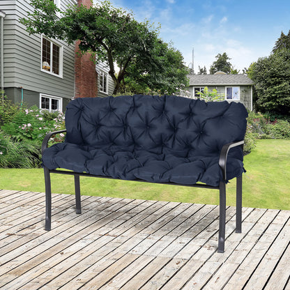 Tuin Bank - Tuinbank Hout - Tuinbanken - Garden Furniture - 3-Zits Tuinbank Kussen met Rugleuning (150x98x8 cm) - Blauw - QUORE