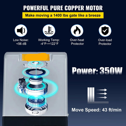 Schuifpoortopener - Automatische Poortopener - Elektronisch Poortopener - met 2 Afstandsbediening - 370W - 20 ft Ketting - 43 ft/min Snelheid - Automatisch & Veilig - Geluidsarm & Weerbestendig