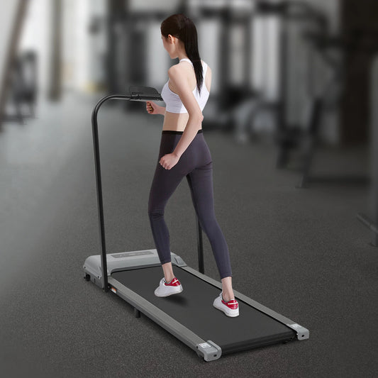 2-in-1 Folding Electric Treadmill,3.0Hp Home Treadmill Multiple Exercise Modes with Remote Control and LED Display Gray/Pink