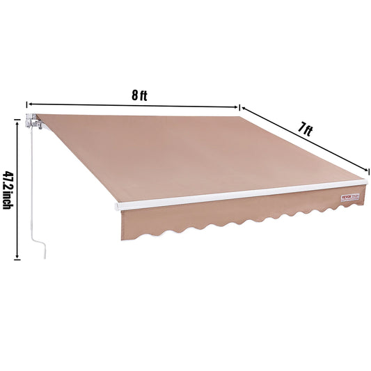 Zonneluifel - Zonnescherm - Zonneluifel Balkon - Luifel Zonnescherm - Handmatig Uittrekbaar - 244x213 cm - Waterafstotend Terrasscherm van Polyester – Zonwering voor Tuin - Deur of Raam