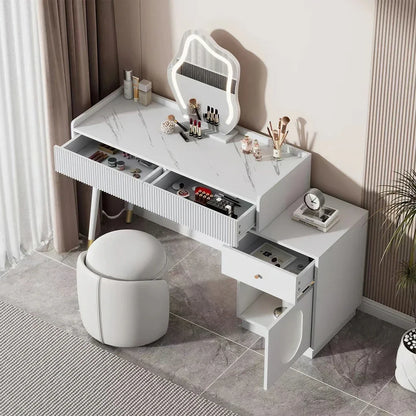 Make-up Tafel – Kaptafel – Schminktisch – Make-up Bureau – Make-up Meubel – Wit – Moderne LED Spiegel – 2 Ruime Lades en Verstelbare Helderheid