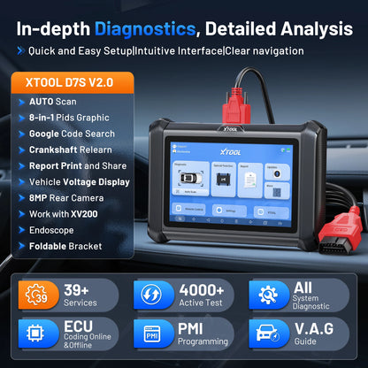 OBD2 Diagnosetool – Auto Scanner – Sleutelprogrammeerder – ECU Codeerder – Diagnosescanner – 7 Inch Touchscreen – 39+ Onderhoudsfuncties - QUORE