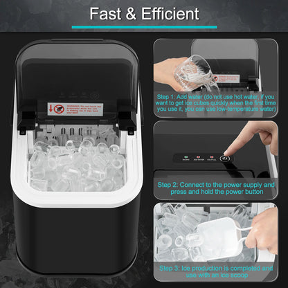 Elektrische IJsblokjesmaker – Snel IJs Maken – Compact IJs Machine – Draagbare IJs Maker – Stil Geluid – 1 Liter Reservoir – 120W Vermogen