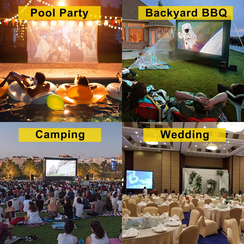 VEVOR Beamer Scherm Opblaasbaar - Beamer 4K Scherm - 5x2 M Scherm - 16ft - Projector Scherm - Groot Scherm - Beamer Doek - Beamer Oprolbaar Scherm - Projectie Scherm - QUORE