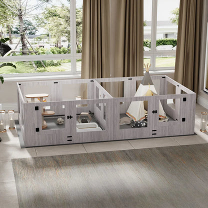 Hondenbench – Hondenbox – Puppybench – Hondenkennel – Tempered Glas – MDF Panelen – Waterdichte Mat - 120x118.6x60cm