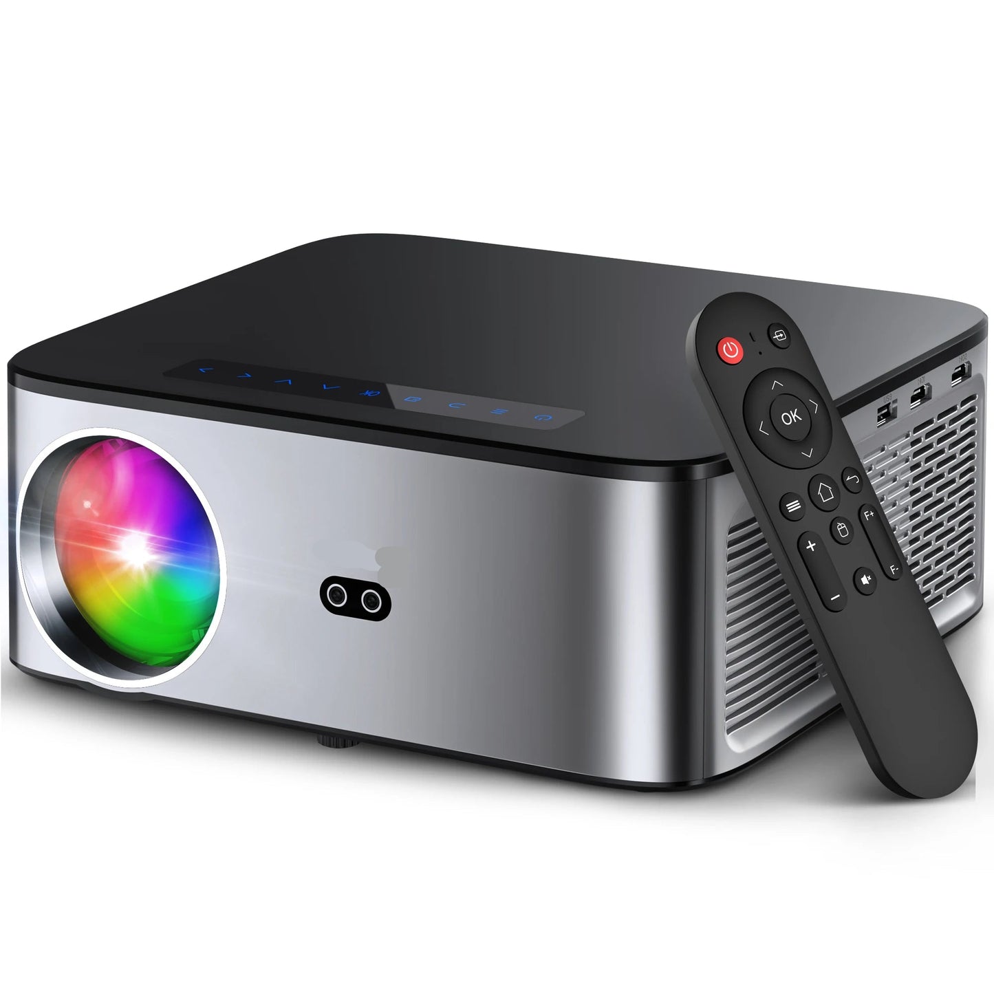 Mini Beamer - Projector - Digitale Beamer - Draagbaar - 1080P - LED - Met Autofocus - 26000LM - Android 4K Projector - 8K Video - HiFi Audio - 800 ANSI - 95W - 2.4/5GHz WiFi - Android 9.0 system - Zwart/Grijs