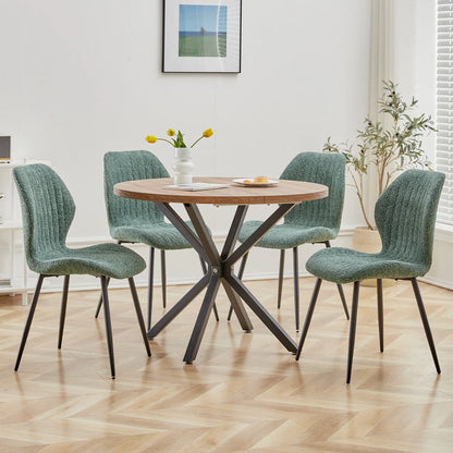 EGOONM A Set of 4 Upholstered Padded Dining Chairs Linen Fabric Kitchen Chairs Metal Legs for Balcony Restaurant Cafe Home Room