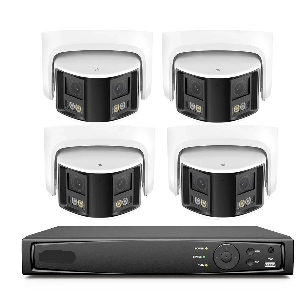 Beveiligingscamerasysteem - Camerabewaking - Beveiligingscamera - POE Camera Kit - Tweeweg Audio - 8CH NVR - 4 Camera's - Weerbestendig - Nachtzicht & Bewegingsdetectie - Binnen en Buiten - Ingebouwde HDD: 1T