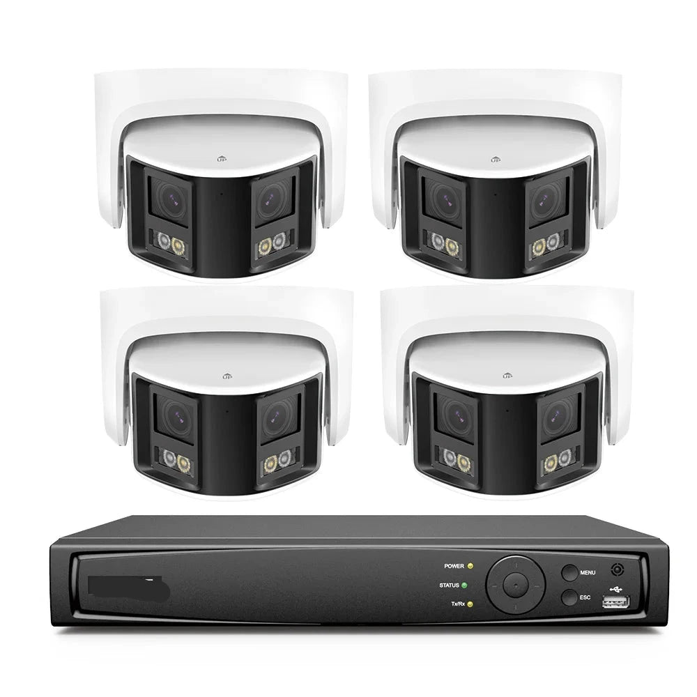 Beveiligingscamerasysteem - Camerabewaking - Beveiligingscamera - POE Camera Kit - Tweeweg Audio - 8CH NVR - 4 Camera's - Weerbestendig - Nachtzicht & Bewegingsdetectie - Binnen en Buiten - Ingebouwde HDD: 2T