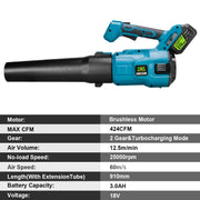 Universal Leaf Blower - Leaf Blower - Blower - Air Freshener - Turbo Blower - 18V - 2 Gears Cordless Leaf Blower - without Battery and Plug