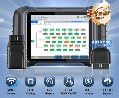 Autodiagnosetool – Auto Scanner – Diagnoseapparaat – OBD2 Scanner – WiFi En Bluetooth – 8-Inch Touchscreen – 5000mAh Batterij