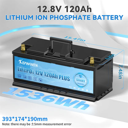 12V 120Ah LiFePO4 Batterij – Accu – Energieopslag – Lithium Accu – Solar Accu – Bluetooth Connectiviteit – 120A BMS Bescherming – Compact & Lichtgewicht - QUORE