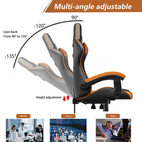 Gaming Bureaustoel - Ergonomische bureaustoel - Bureaustoelen voor Volwassenen - Chair - Gaming stoel - Zwart & Oranje