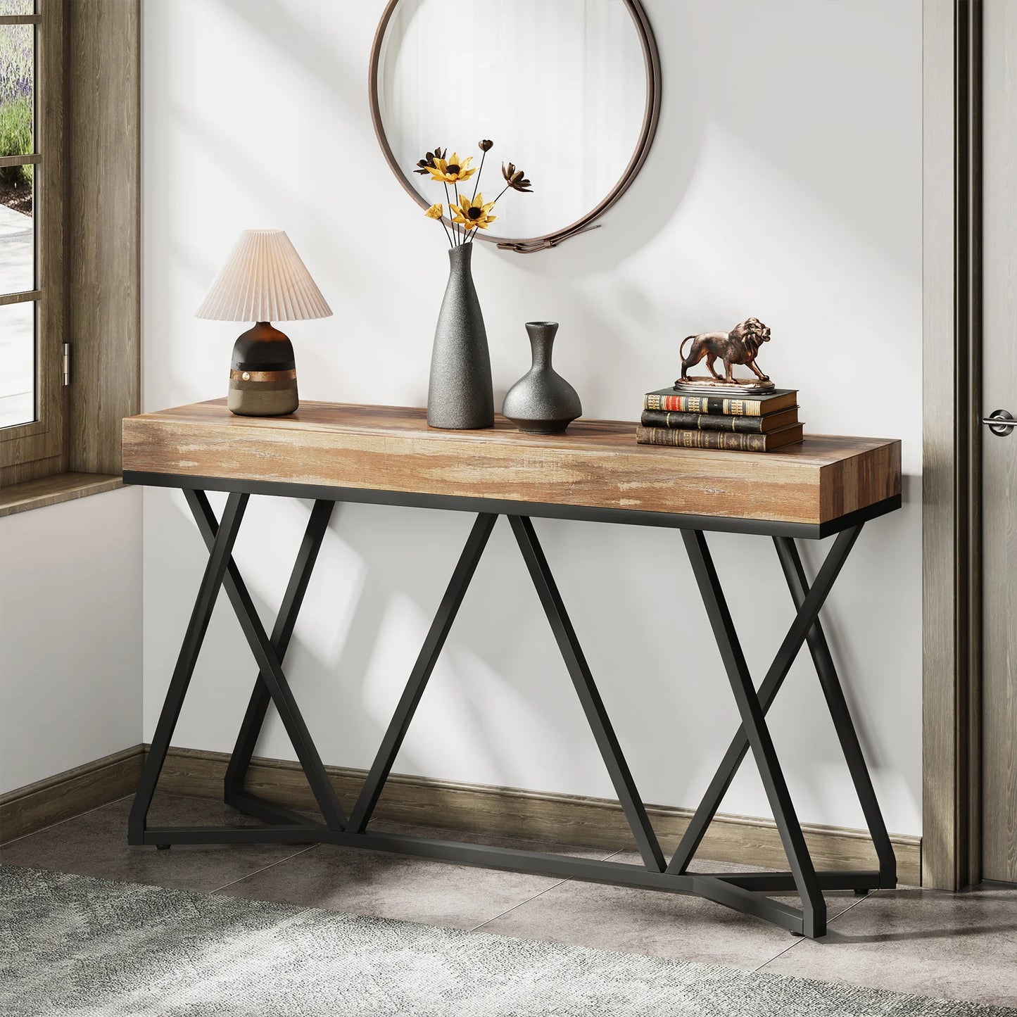 Sofa Tafel – Haltafel – Sidetable – TV-Meubel – MDF Tafelblad – Metalen Frame – Draagkracht Tot 90 Kg