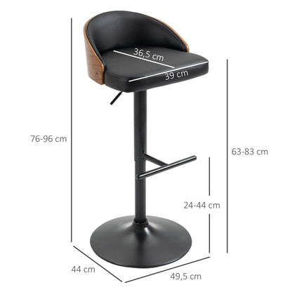 Barkrukken – Barstoelen – Keukenkrukken – Hoge Stoelen – Barkruk Set – Verstelbare Zithoogte – 360° Draaibaar Kunstlederen Zitvlak - Zwart en Koffiebruin