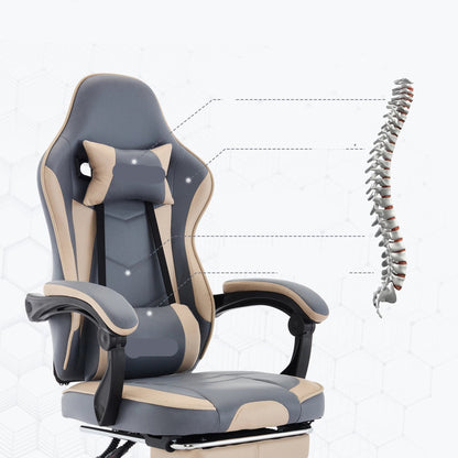 Gaming Stoel - Gamestoel - Bureaustoel - Computerstoel - Ergonomische Gaming Chair -PU Lederen Bureaustoelen met Hoofdsteun & Lendensteun - voor Thuiswerk of Gamen - Zwart - QUORE