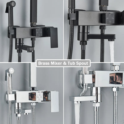 Regendouche - Douchekraan - Douchepaneel - Douche - 8 Inch Douchekop, Inbouw Wandmontage en Opbergplank - Chroom - QUORE