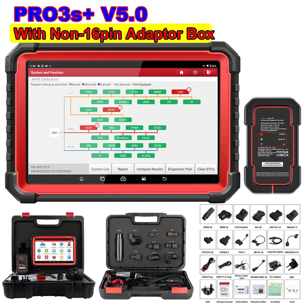 X431 PRO3S+ V5.0 Autodiagnoseapparaat – Diagnose Scanner – OBD2 Scanner – ECU Programmer – Auto Foutcode Uitlezer – 10,1 Inch Touchscreen – Bi-directionele Controle