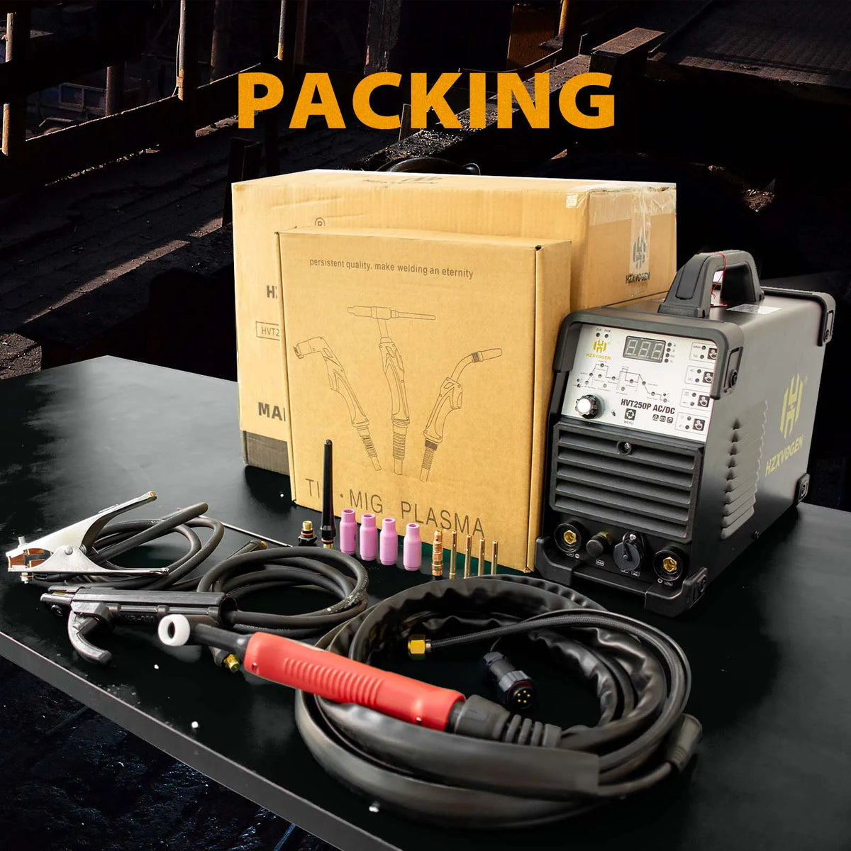 Hzxvogen - HVT250P - Elektrisch lasapparaat - 4 in 1 - Aluminium Tig-lasmachine - ARC-kracht 2T-4T - met voetpedaal - Zwart - QUORE