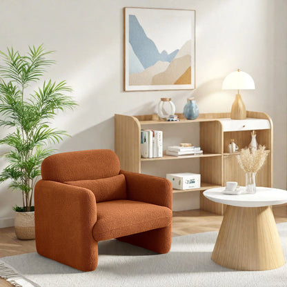 Lamswollen Fauteuil – Lamswol Stoel – Comfortabele Zetel – Scandinavische Fauteuil – Zachte Lamswol Bekleding – Verstelbare Lendensteun - Beige - QUORE