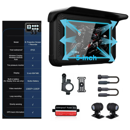 Motor Navigatie – Motornavigatie – GPS Systeem – CarPlay Navigatie – Android Auto Navigatie – 5 Inch Scherm – IP65 Waterdicht