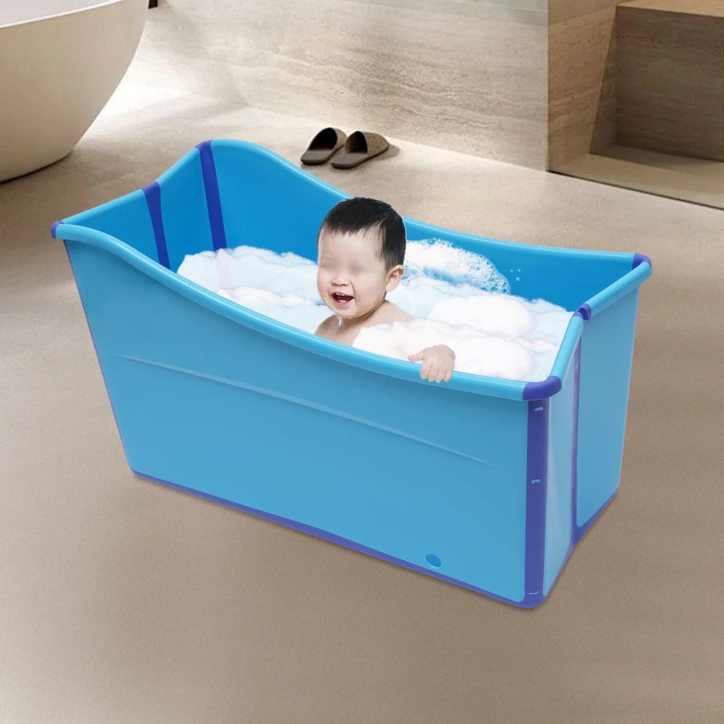 Peuterbad - Opvouwbaar Bad Kinderen - Opvouwbaar Bad Volwassenen - Bath Bucket - Kinderbadje - Inklapbaar Bad - Blauw - 98x50x56cm