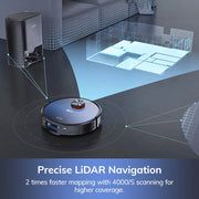 Robot Vacuum Cleaner - 2-in-1 - Mopping Function - Emptying Station, Self-emptying Base - 3000Pa Suction Power - 2.5L Dust Bag - LDS Navigation - 150 mins Runtime - Save up to 5 Maps - App &amp; Voice Control - EU Plug - Gradient Blue
