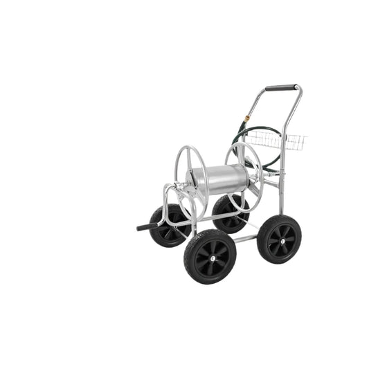 Vevor - Air Hose - Hose Reel Cart - 250 ft 5/8'' Hose - Garden Hose Cart - Mobile Tools - with Storage Basket for Garden, Yard &amp; Lawn - No Hose - Silver