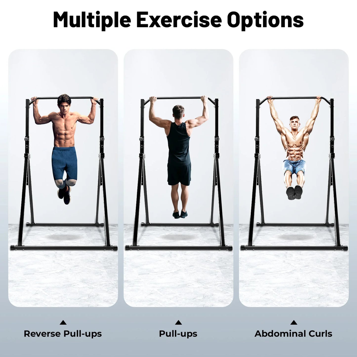 Triangulaire Pull-Up Station – Optrekstang – Klimrek – Fitnessstation – Trainingsrek – Zwart Carbonstaal – Verstelbare Hoogte 1,75-2,30m – Max Draagvermogen 200kg