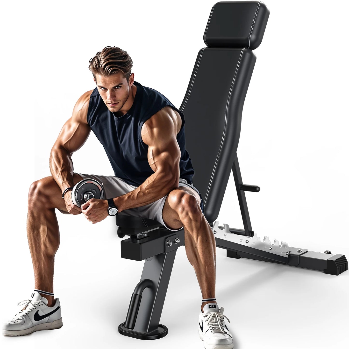Gewichtbank – Verstelbare Trainingsbank – Halterbank – Fitnessbank – Trainingsbank – Multifunctioneel en Opvouwbaar – Stevige Stalen Constructie