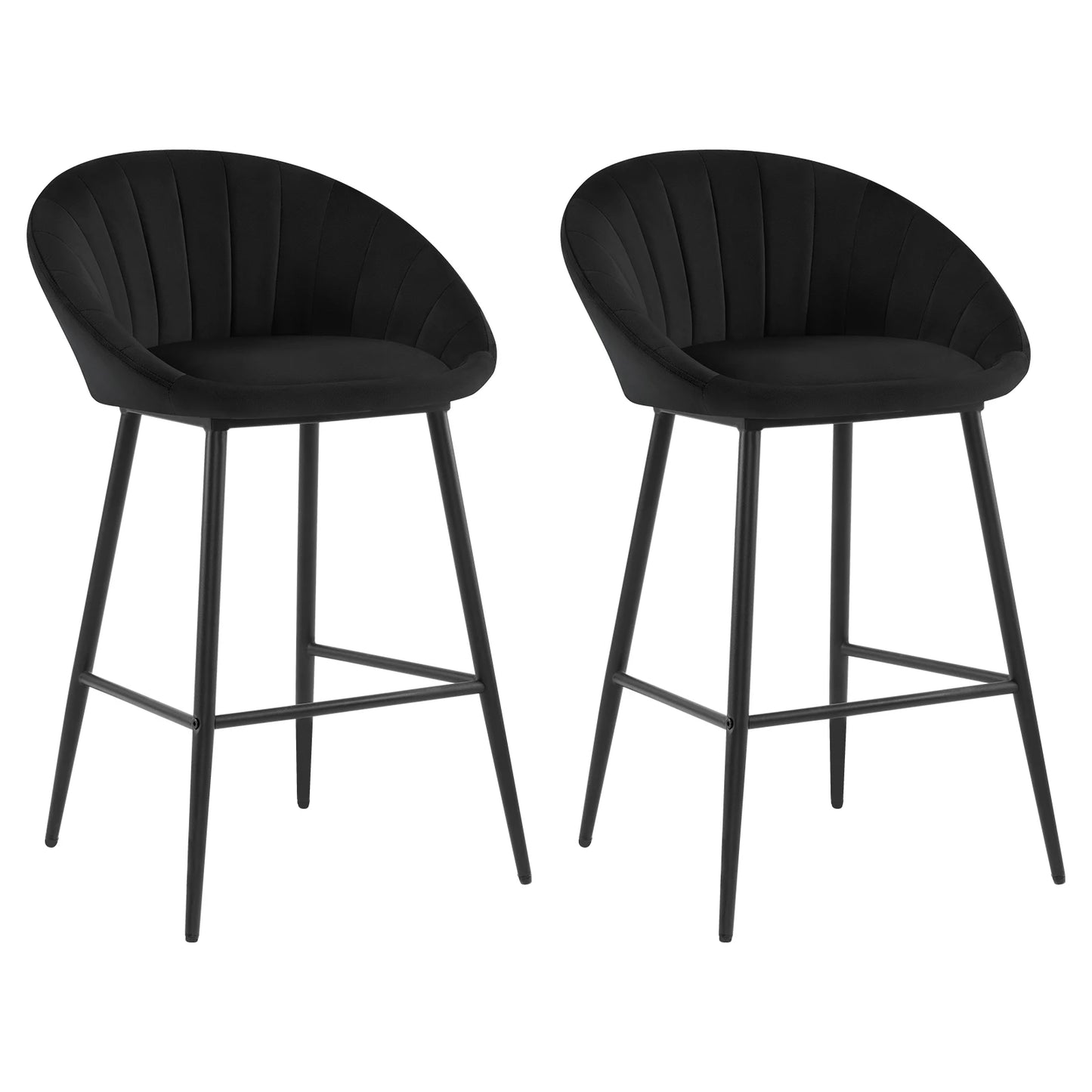 Barkrukken – Barstoelen – Bistro Stoelen – Keukenkrukken – Zwarte Velvet Bekleding – Comfortabele Foam Vulling – Ergonomische Rugleuning – Stevig Metalen Frame