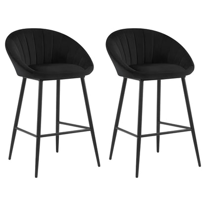Barkrukken – Barstoelen – Bistro Stoelen – Keukenkrukken – Zwarte Velvet Bekleding – Comfortabele Foam Vulling – Ergonomische Rugleuning – Stevig Metalen Frame