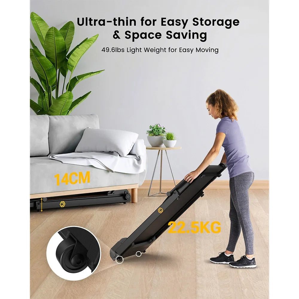 Mini-loopband - Wandelband - Walking Pad - Hardloopband - Loopbanden - Opvouwbare - 2.5PK - 1-10 km/u - Leuning - 105x40cm - met HIIT Programma’s - LCD Display - Stille - voor Thuis - Kantoor