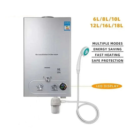 LPG Warmteboiler - Boiler - Camping Douche - Buitendouche - Tuindouche -16 Liter - QUORE