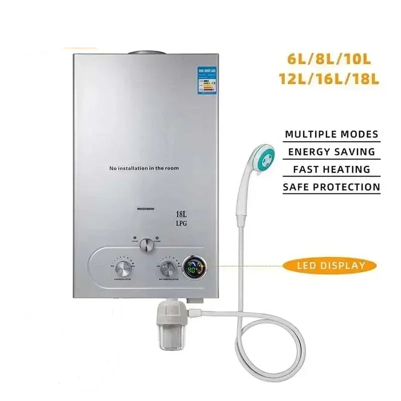 LPG Warmteboiler - Boiler - Camping Douche - Buitendouche - Tuindouche -18 Liter