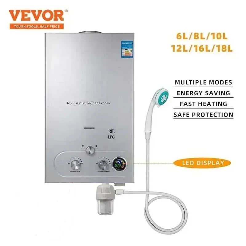 LPG Warmteboiler - Boiler - Camping Douche - Buitendouche - Tuindouche - 12 Liter