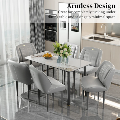Eetkamerstoelen – Stoelen – Dining Stoelen – Armloze Stoelen – Microfiber PU-leer – Massief Hout – Draagvermogen 150 Kg - Licht Khaki