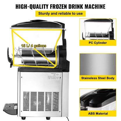 Slushmachine – Slushapparaat – Frozen Drink Maker – IJsdrankmachine – Smoothiemachine – 15 Liter Inhoud – 500W Compressor