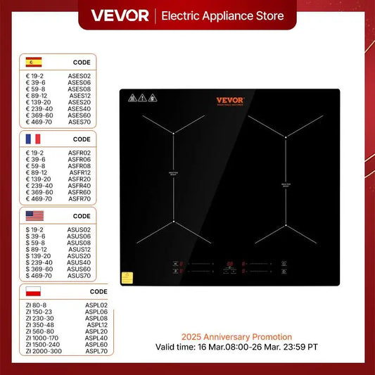 VEVOR Embedded Induction Cooktop 4 Burner 24 Inch Electric Built-in Induction Cooker with  Touch Control 220-240V No Plug