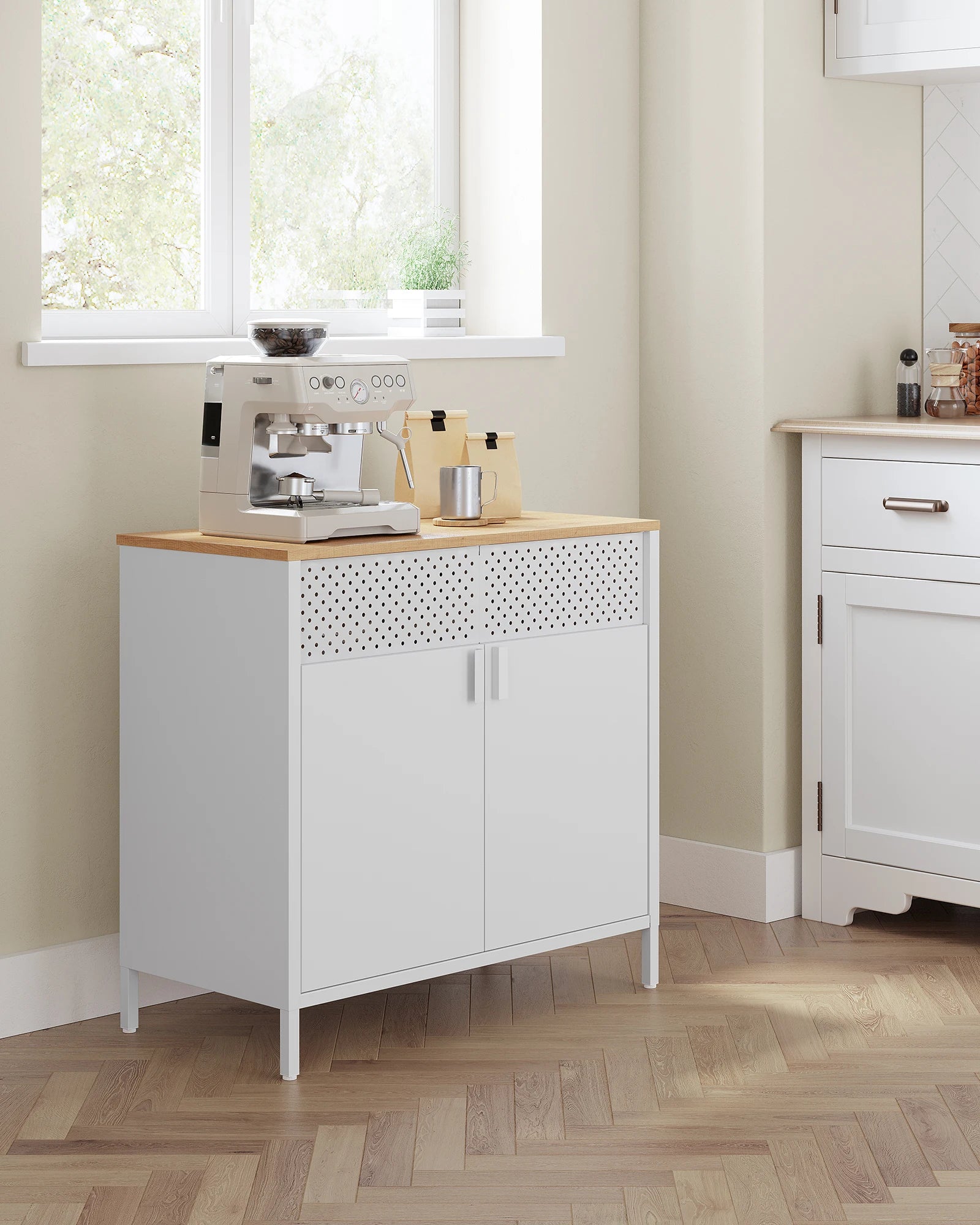 Kast - Dressoir - Archiefkast - Kantoorkast - Opbergruimte - 80 cm x 40 cm x 76 cm - Wit - QUORE