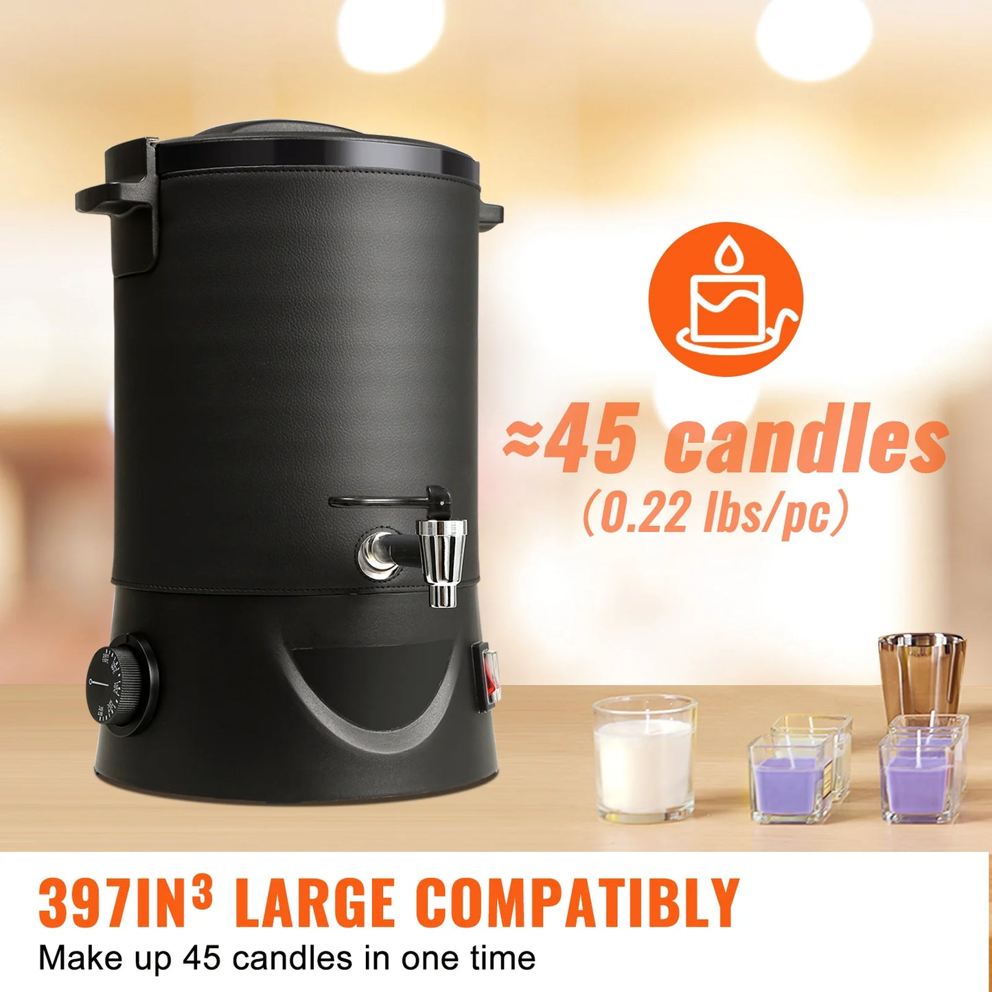 Grote Elektrische Wassmelter - Wassmeltpot - Wax Melter - Kaarsen Smeltpot - 1100W - RVS - 9-standen Bediening - 10L - Zwart - QUORE
