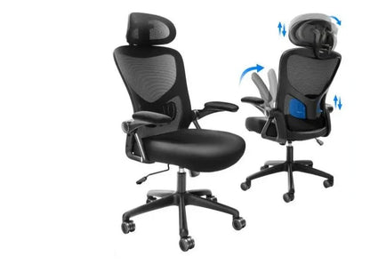Ergonomische Bureaustoel - Executive Stoel - Gamingstoel - Kantoorstoel - Stoelen - Met Verstelbare Lendensteun - Schuifbare Zitting - In Hoogte Verstelbaar - Lichaamsondersteunende - Met Wieltjes - Mesh-zitmodel