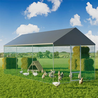 Kippenren – Buitenren – Pluimveerun – Kippenhok – Waterafstotend – Stevig IJzeren Frame - L - QUORE