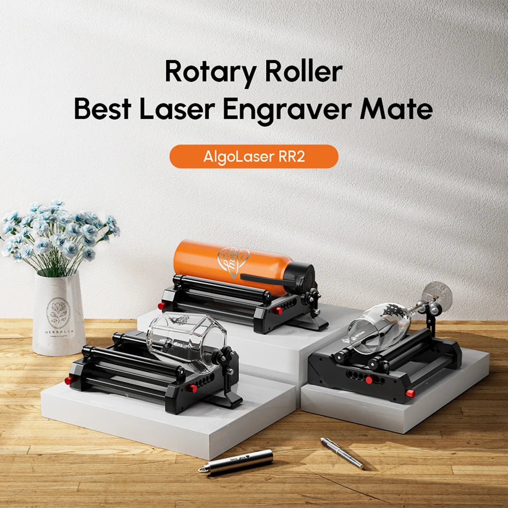 Rotary Roller Set – Graveerroller – Cilinderhouder – Roterende Fixture – Laser Graveeraccessoire – Instelbaar 4-100 mm Diameter – Duurzame All-Metaal Constructie - QUORE