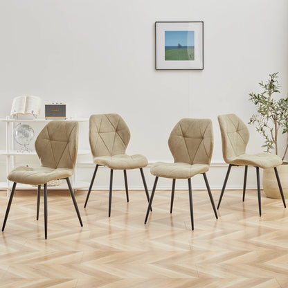 Eetkamerstoel – Stoel – Zitstoel – Kamerstoel – Linnen Bekleding – Ergonomische Rugleuning – Zwarte Metalen Poten - QUORE